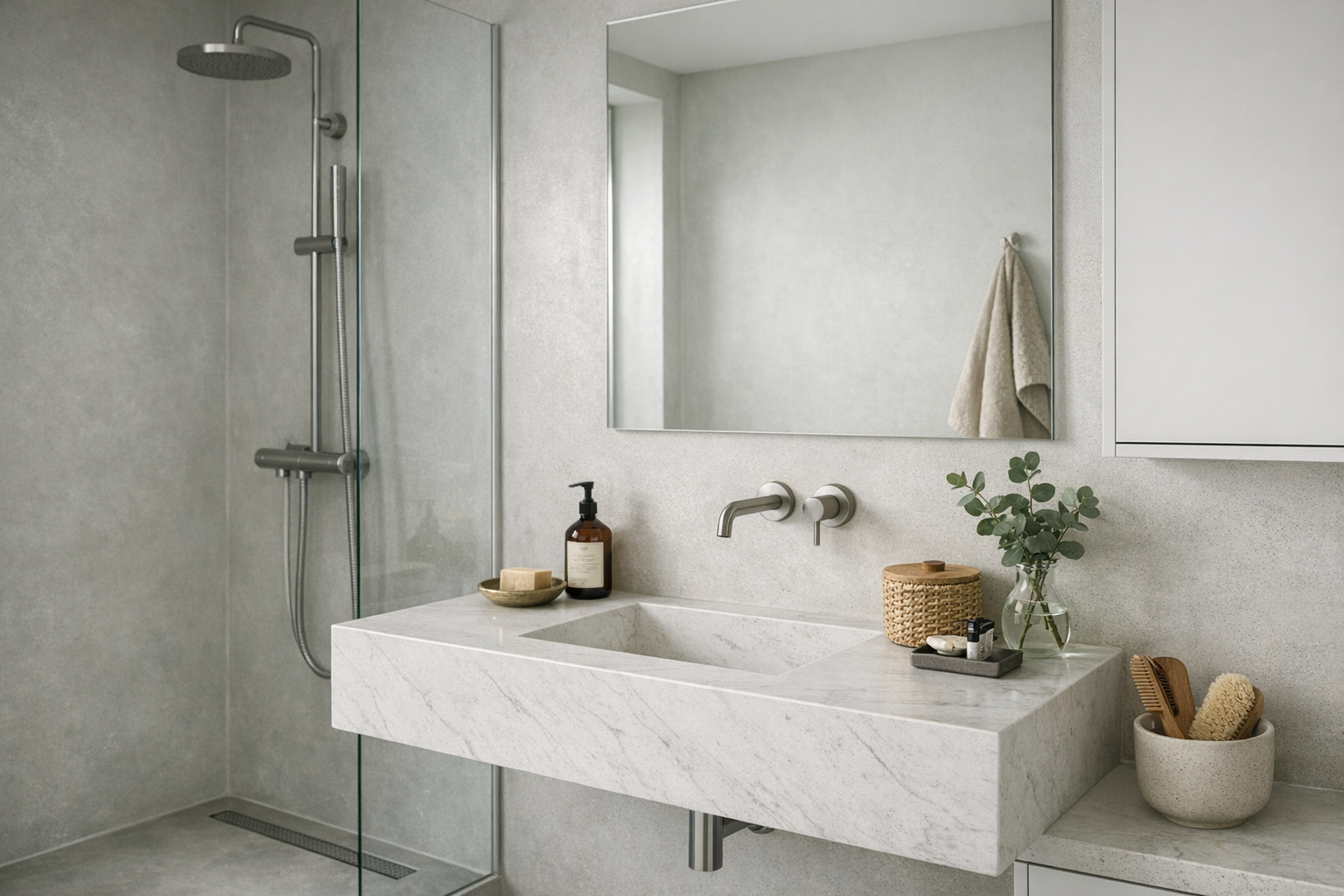 Nem rengøring i badeværelset: materialer og overflader